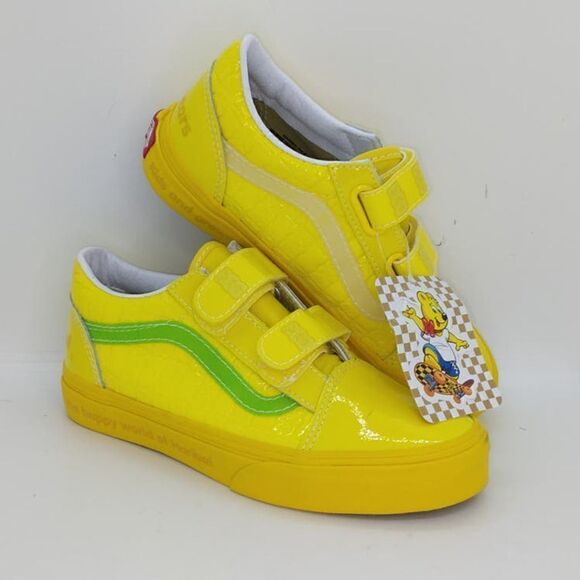 VANS Haribo Girls NEW Shiny Yellow Gold Bears Pattern Sneakers - sz. 2 1/2Y - Picture 1 of 6